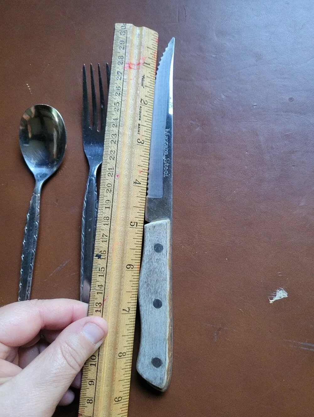 Rogers ENSENADA Dinner Fork & Spoon Stainless Steel Flatware + Maxam Steel Knife